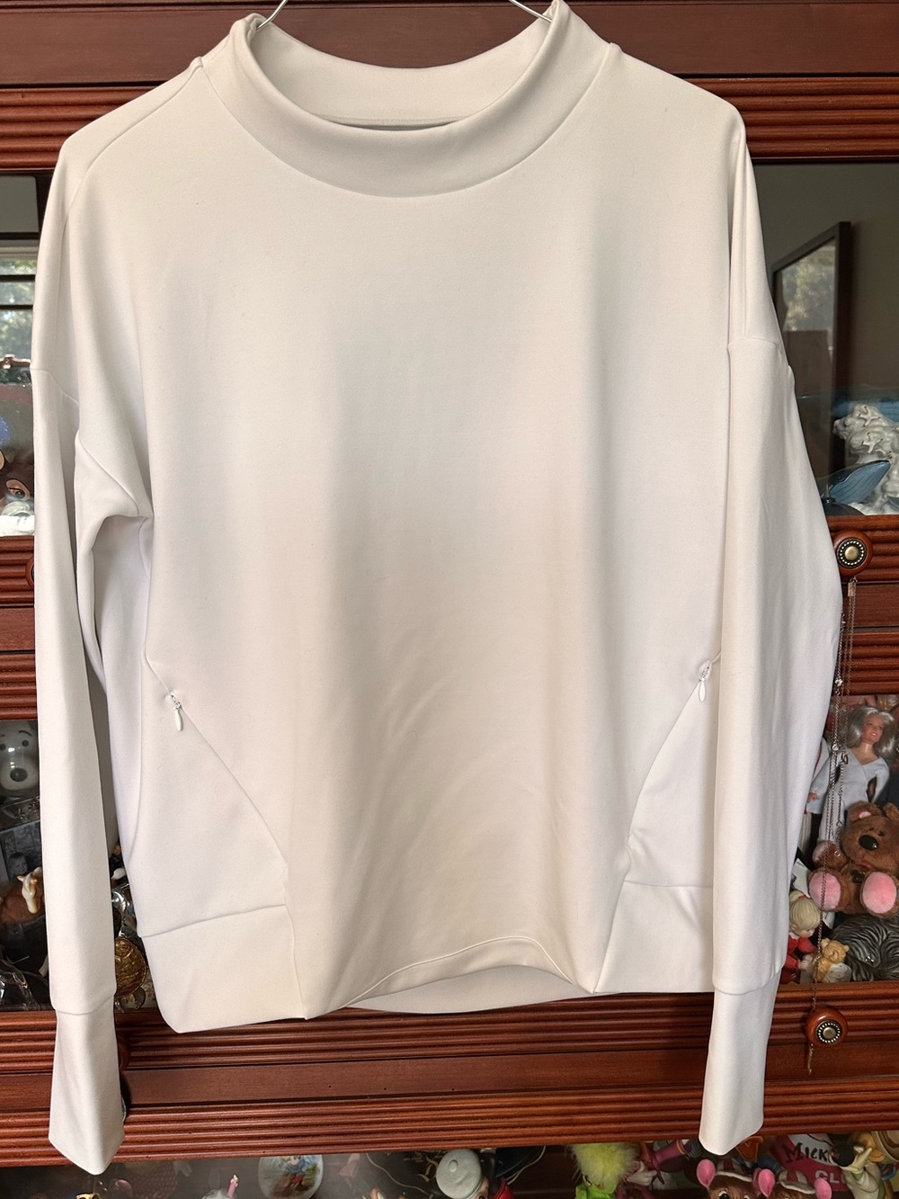 Athleta White Mock-Neck Long-Sleeve Pullover